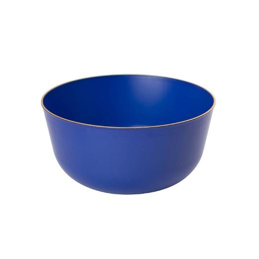 Blue and Gold Round Plastic Plates - Glam Plate Pro Linens