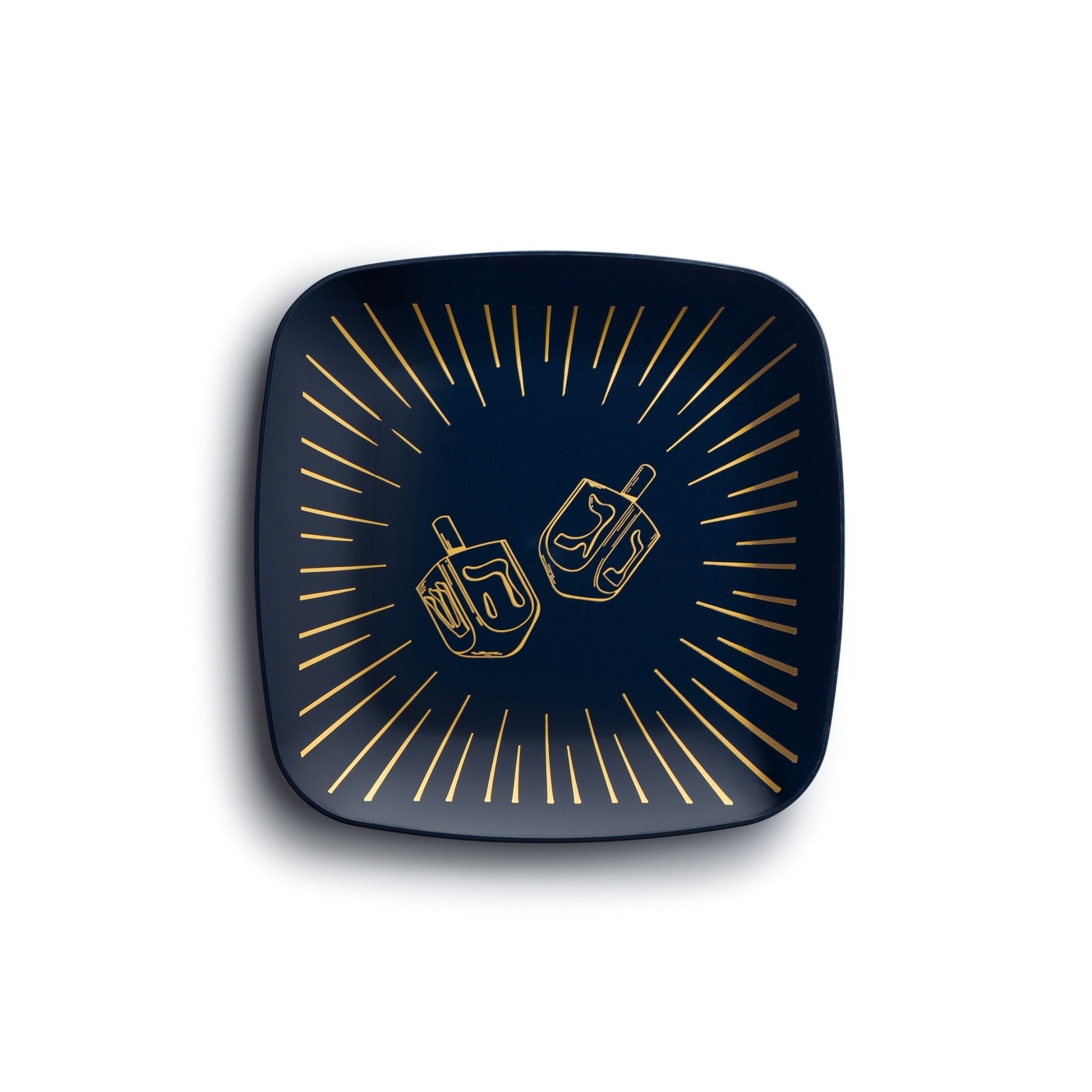 Blue and Gold Square Plastic Plates 10 Pack - Chanukah - Pro Linens