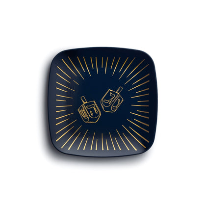 Blue and Gold Square Plastic Plates 10 Pack - Chanukah Plate Pro Linens