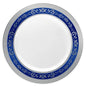 Blue and Silver Round Plastic 7.25 Inch Appetizer Plates (20 Pack) - Royal Plate Pro Linens