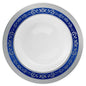 Blue and Silver Round Plastic Plates - Royal Plate Pro Linens