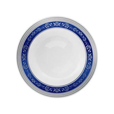 Blue and Silver Round Plastic Plates - Royal Plate Pro Linens