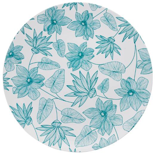 Blue and White Round Plastic Plates - Bella - Pro Linens