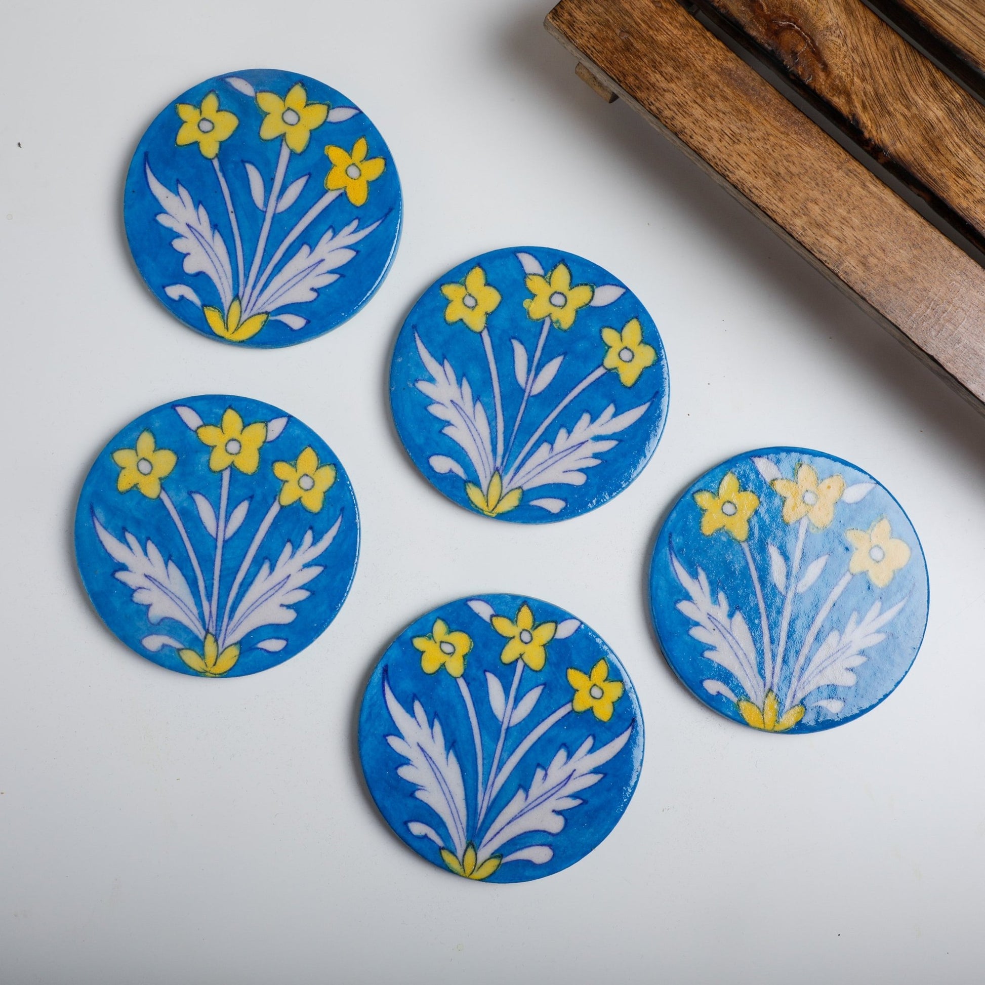 Blue Floral Coasters Coasters PRO Indian