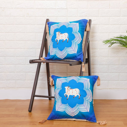 Blue Kamadhenu Cushion Cover Cushion Covers PRO Indian