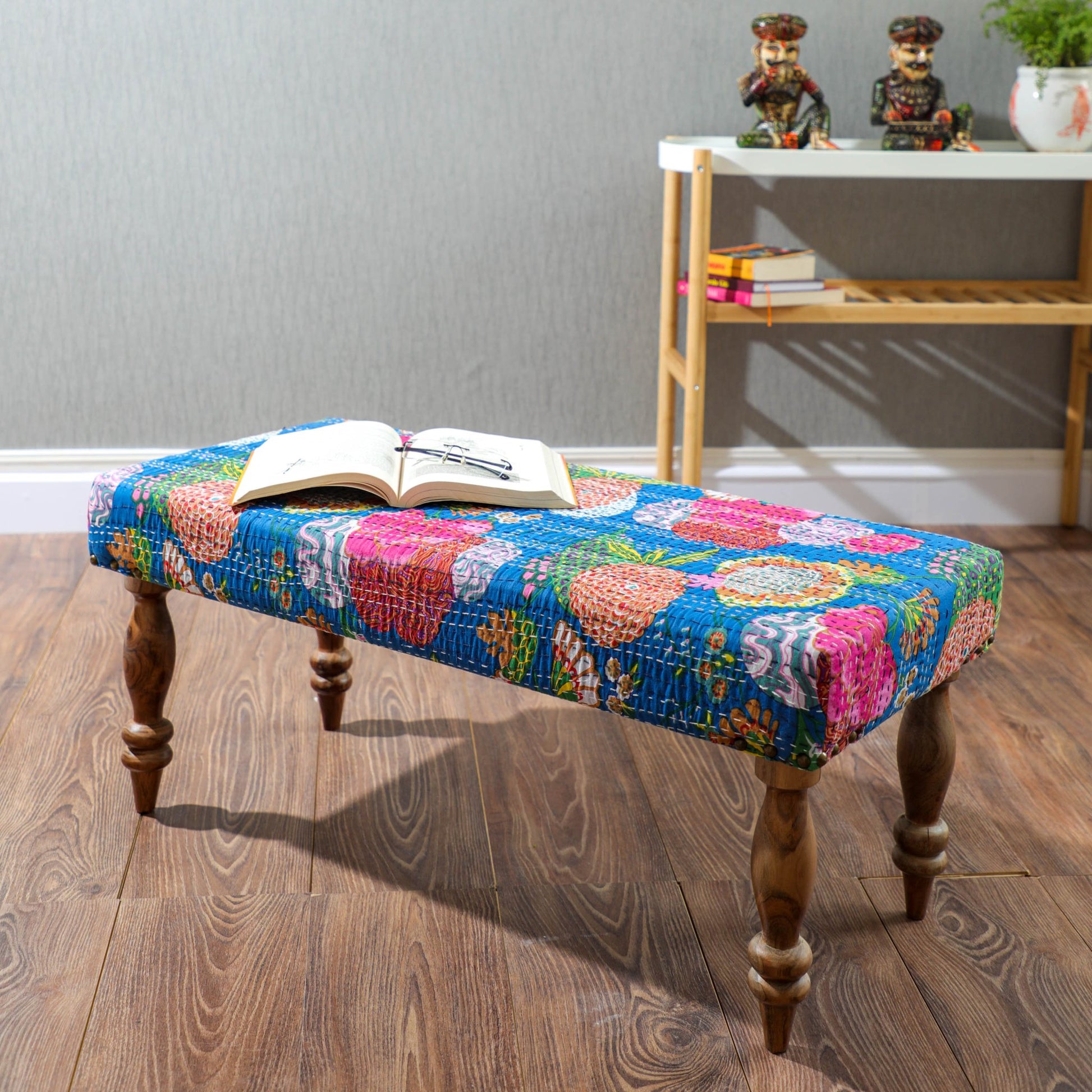 Blue Kantha Bench Furniture PRO Indian