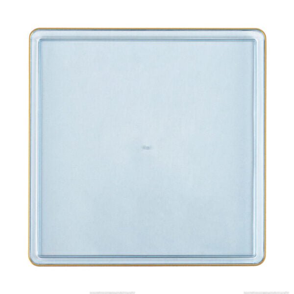 Blue Transparent and Gold Rim Square Plastic Plates - Square Edge Plate Pro Linens