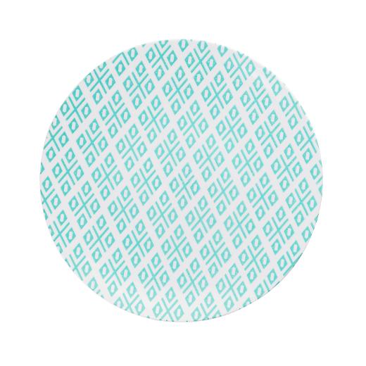 Blue/Green and White Round Plastic Plates - Aztec Plate Pro Linens