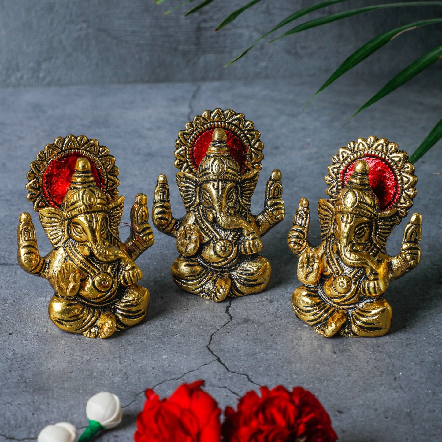 Brass Plated Ganesha Idol White metal PRO Indian