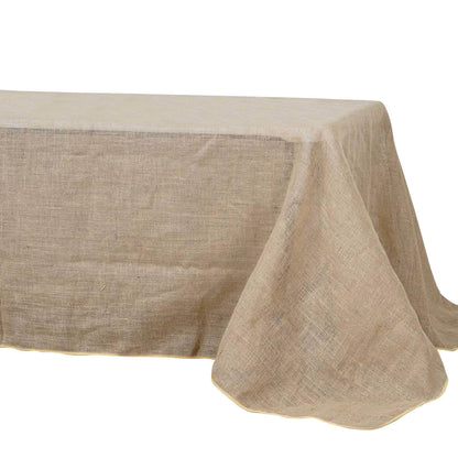 Burlap Jute 90"x156" Rectangle Tablecloth Natural - Rustic Boho Chic Seamless Table Linen - Pro Linens