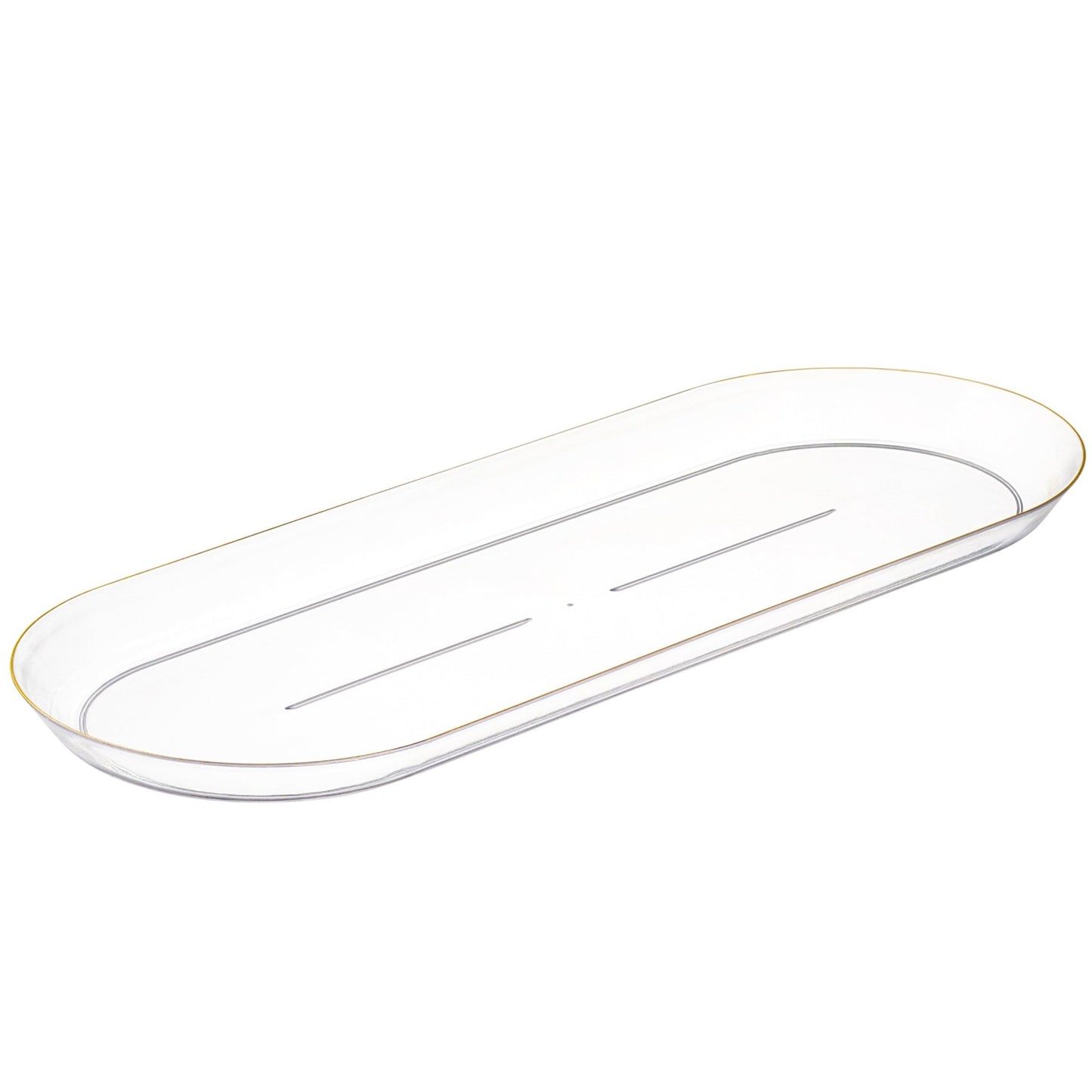 Classic Clear and Gold Rim Oval Serving Dish - 2 Pack - Pro Linens