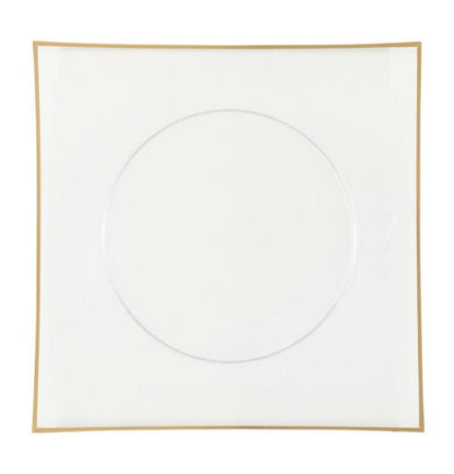 Clear and Gold Flat 13″ Square Plastic Charger Plate - 4 Count - Pro Linens