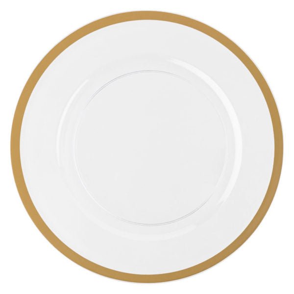 Clear and Gold Rim Chargers 13″ Round Plastic Charger Plate - 4 Pack - Pro Linens