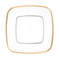 Clear and Gold Rim Square Plastic Plates 10 Pack - Classic Plate Pro Linens