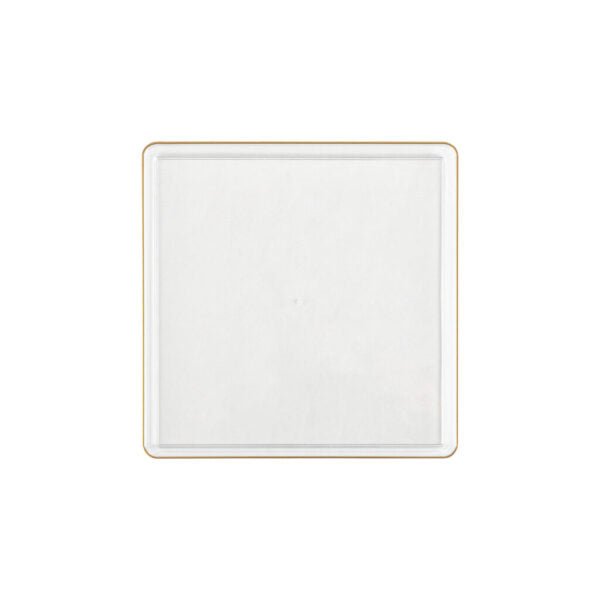 Clear and Gold Rim Square Plastic Plates - Square Edge Plate Pro Linens