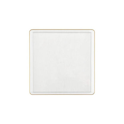 Clear and Gold Rim Square Plastic Plates - Square Edge Plate Pro Linens