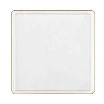 Clear and Gold Rim Square Plastic Plates - Square Edge Plate Pro Linens