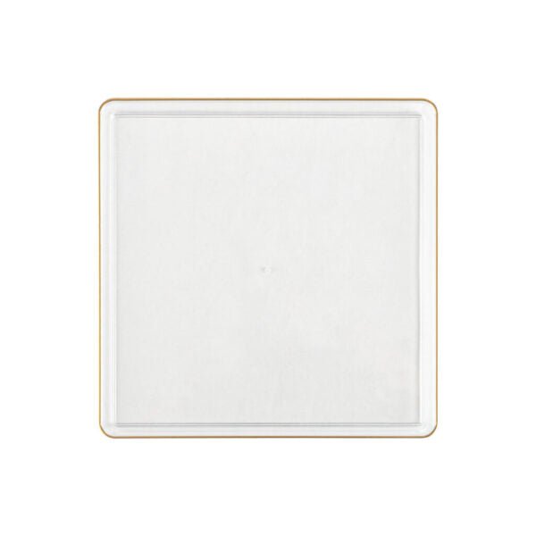 Clear and Gold Rim Square Plastic Plates - Square Edge Plate Pro Linens