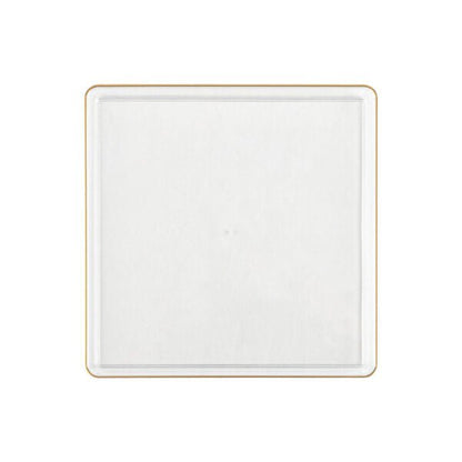 Clear and Gold Rim Square Plastic Plates - Square Edge Plate Pro Linens