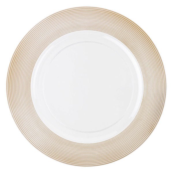 Clear and Gold Rope Chargers 13″ Round Plastic Charger Plate - 4 Pack - Pro Linens