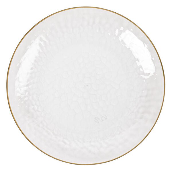 Clear and Gold Round Hammered Plastic Plates - Organic Hammered - Pro Linens