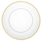 Clear and Gold Round Plastic Plates 10 Count - Beaded Plate Pro Linens