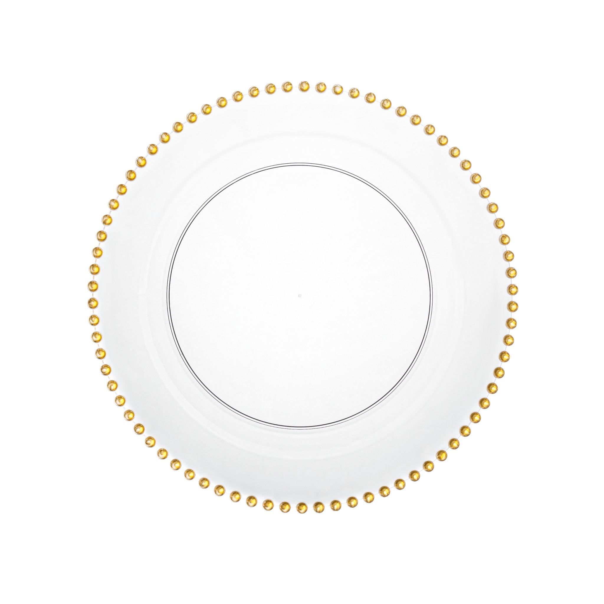 Clear and Gold Round Plastic Plates 10 Count - Beaded - Pro Linens