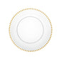 Clear and Gold Round Plastic Plates 10 Count - Beaded Plate Pro Linens