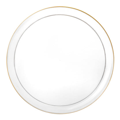 Clear and Gold Round Plastic Plates - Edge Plate Pro Linens