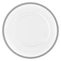 Clear and Silver Rim Chargers 13″ Round Plastic Charger Plate - 4 Pack - Pro Linens