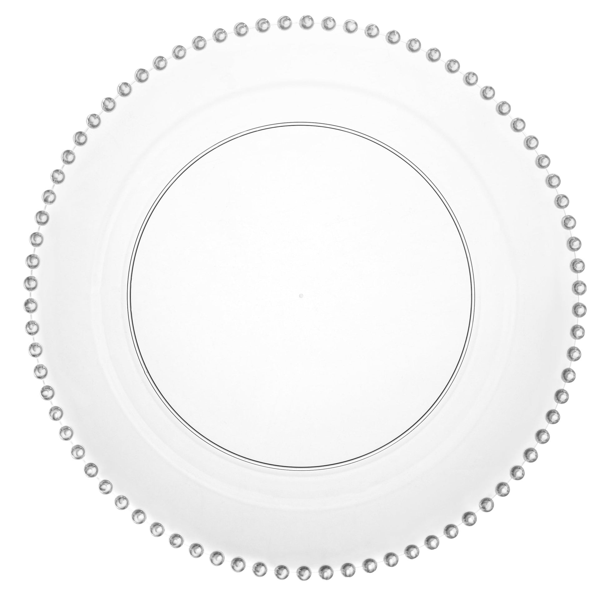 Clear and Silver Round Plastic Plates 10 Count - Beaded Plate Pro Linens