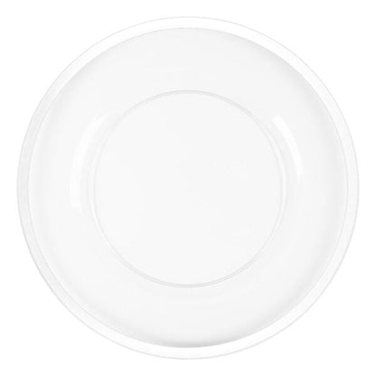 Clear and White Rim 13″ Round Plastic Charger Plate - 4 Pack - Pro Linens