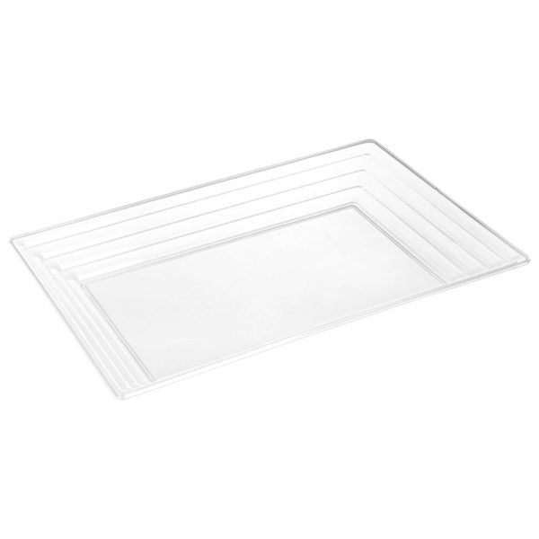 Clear Leveled Rectangular Plastic Serving Tray - 2 Count - Pro Linens