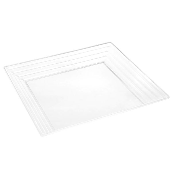 Clear Leveled Square Plastic Serving Tray - 2 Count - Pro Linens