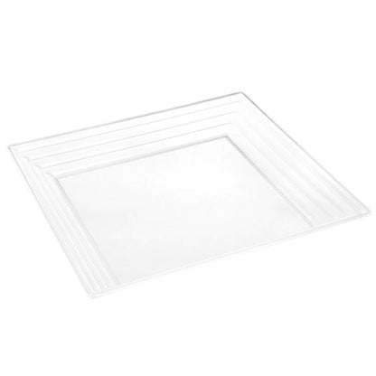 Clear Leveled Square Plastic Serving Tray - 2 Count - Pro Linens