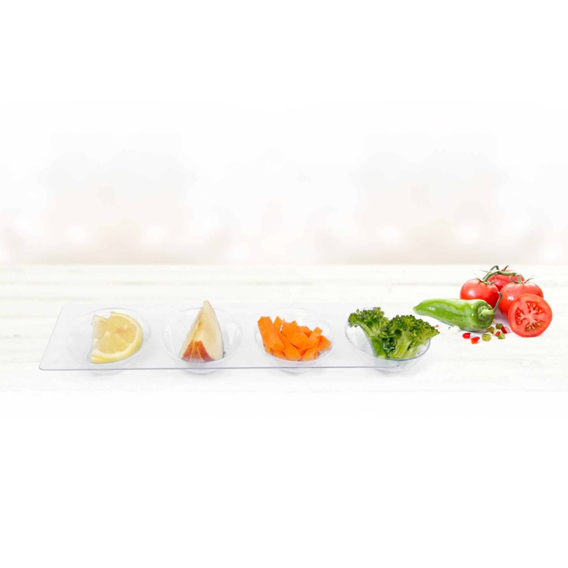 Clear Plastic Mini Appetizer Serving Tray - 5 Count - Pro Linens