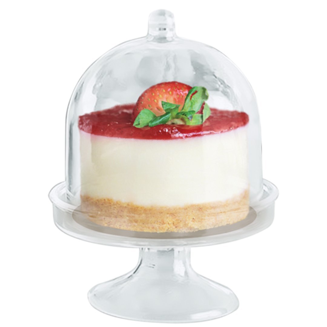 Clear Plastic Mini Cake Plate with Stand and Dome Cover - 5 Count - Pro Linens