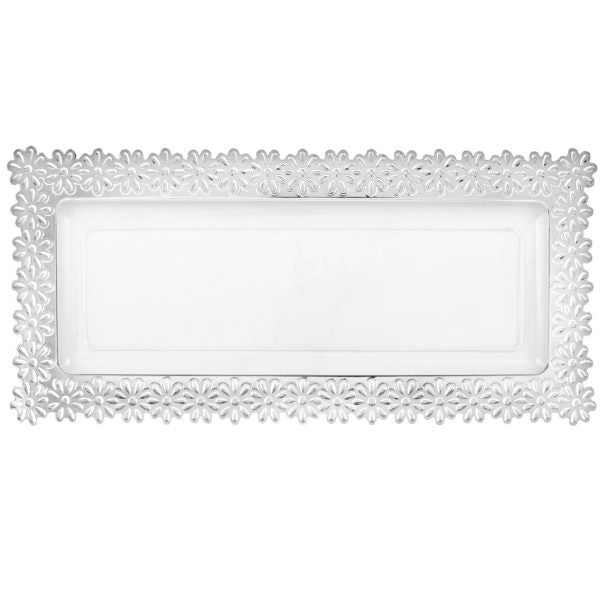 Clear Plastic Oblong Flower Design Tray - 2 Count - Pro Linens