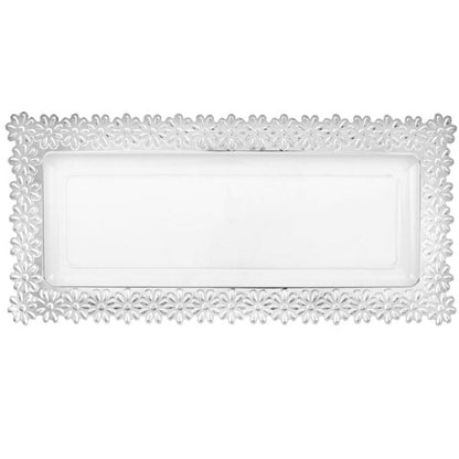 Clear Plastic Oblong Flower Design Tray - 2 Count - Pro Linens