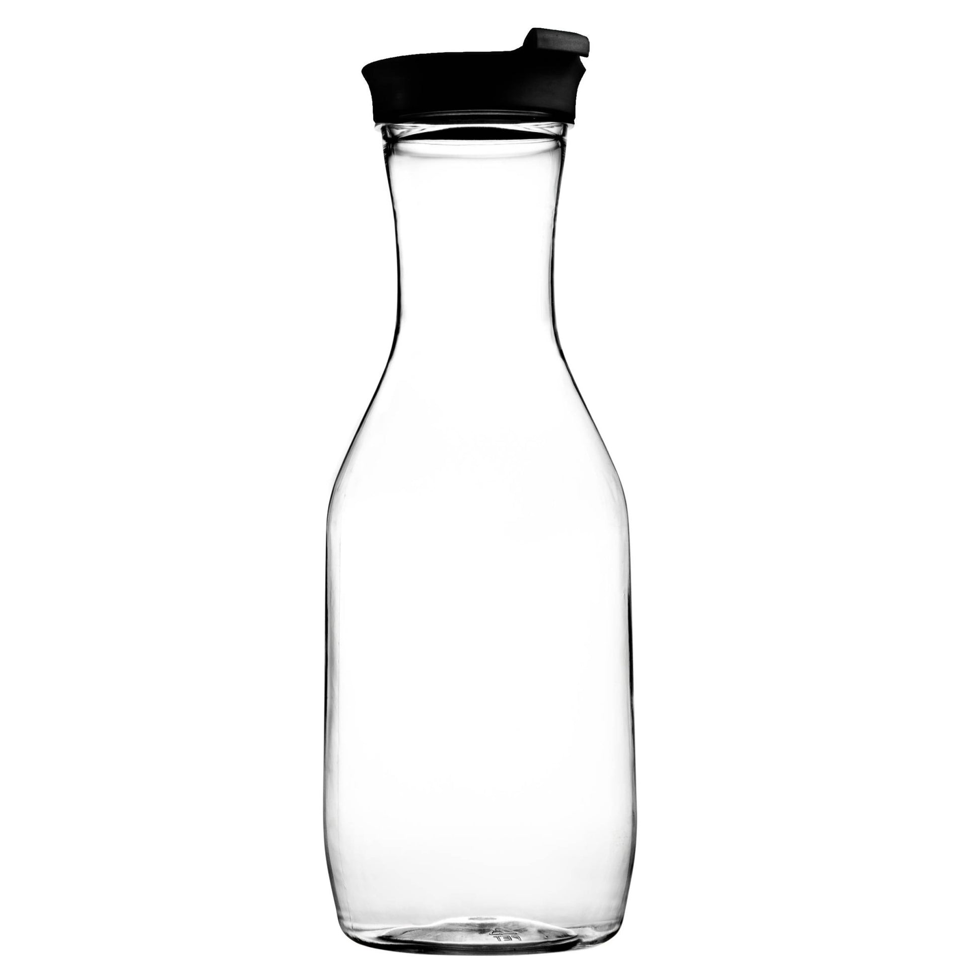 Clear Round Bottom Plastic Pitcher With Black Lid - 1 Count - Pro Linens