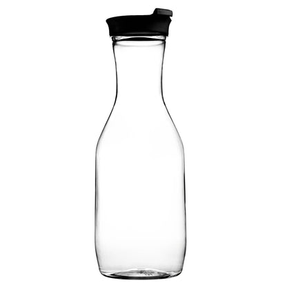 Clear Round Bottom Plastic Pitcher With Black Lid - 1 Count - Pro Linens