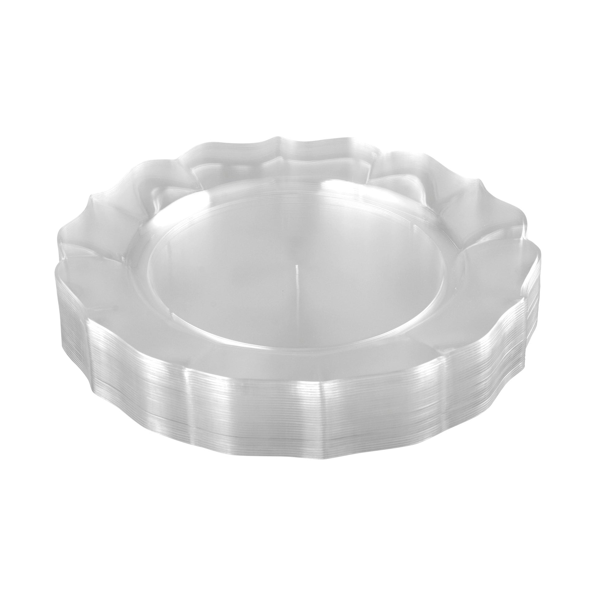 Clear Round Plastic Plates - Scalloped Plate Pro Linens