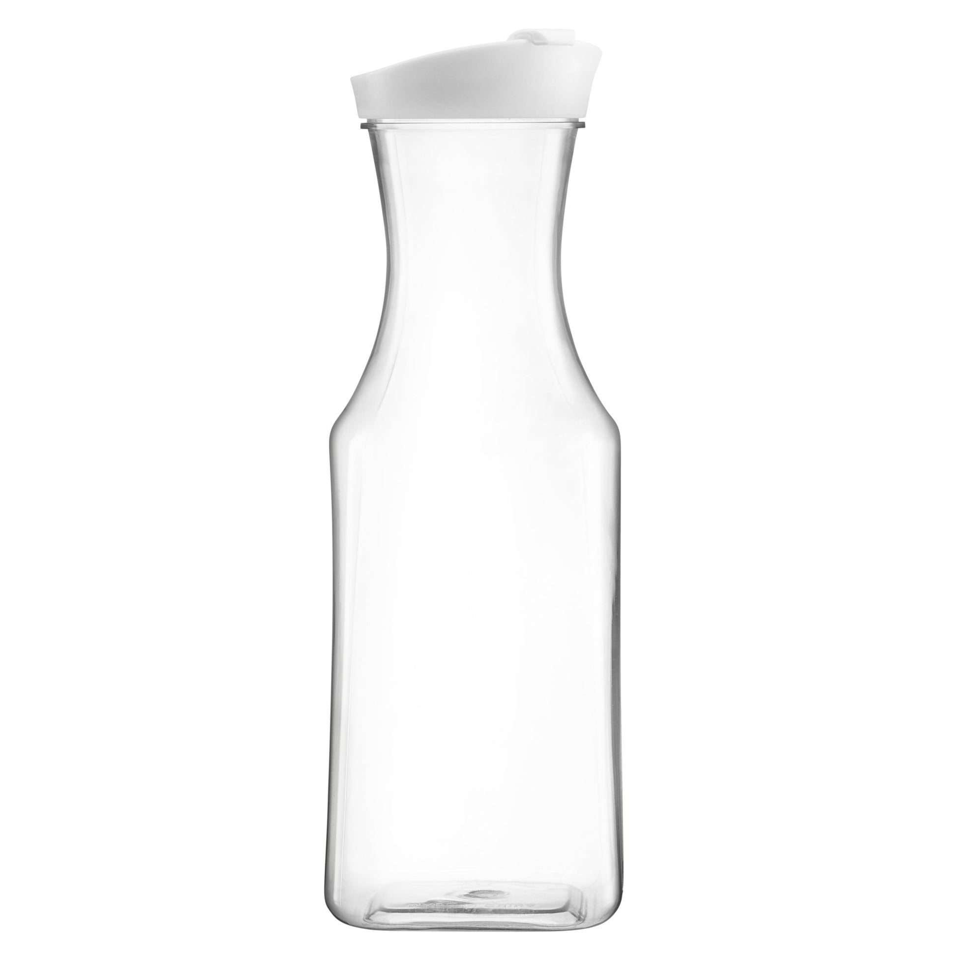 Clear Square Bottom Plastic Pitcher With White Lid - 1 Count - Pro Linens