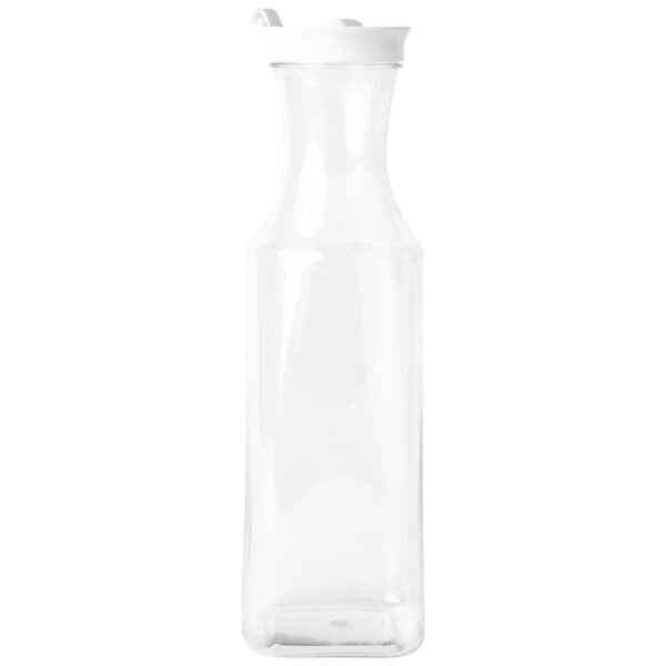 Clear Square Plastic Pitcher Bottle With White Lid 54oz - 1 Pack - Pro Linens