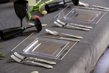 Clear Square Plastic Plates 10 Pack - Carre Plate Pro Linens