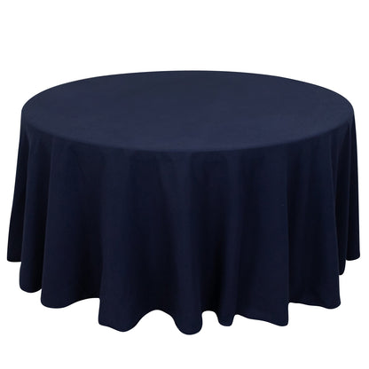 Cotton Blend 120" Round Tablecloth Navy Blue - Seamless Wrinkle-Resistant Table Cover Pro Linens