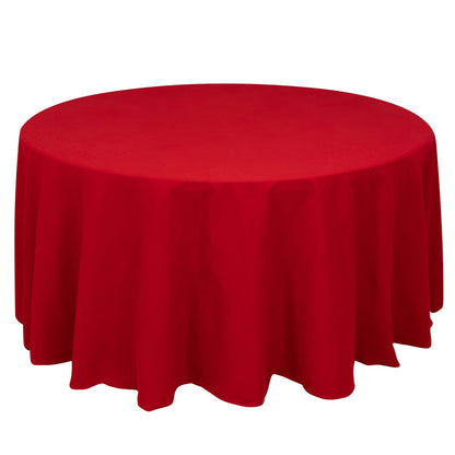 Cotton Blend 120" Round Tablecloth Red - Seamless Wrinkle-Resistant Table Cover Pro Linens