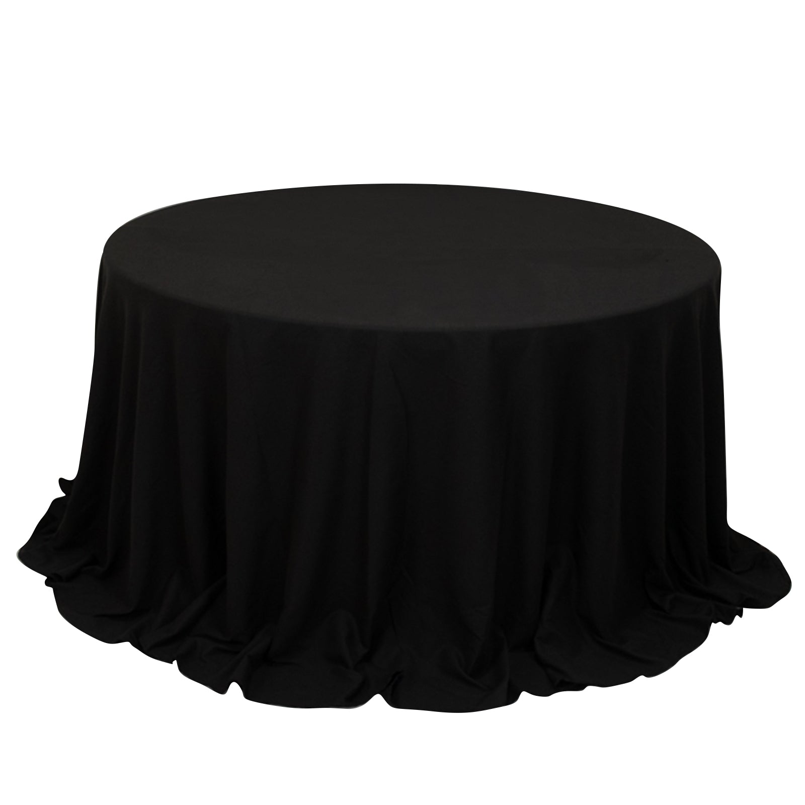 Cotton Blend 132" Round Tablecloth Black - Seamless Wrinkle-Resistant Table Cover Pro Linens