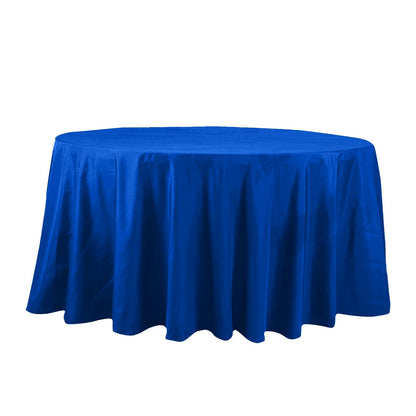 Cotton Blend 132" Round Tablecloth Royal Blue - Seamless Wrinkle-Resistant Table Cover Pro Linens