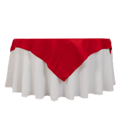 Cotton Blend 54"x54" Table Overlay Square Tablecloth Red - Wrinkle-Resistant Table Topper Pro Linens